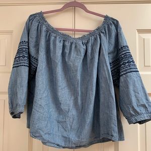 Gap off the shoulder denim chambray top